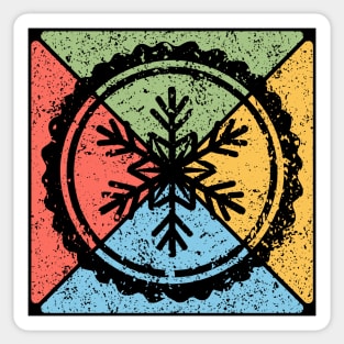 Snowflake Tribal Pop Art – Distressed Winter Aesthetic Sticker